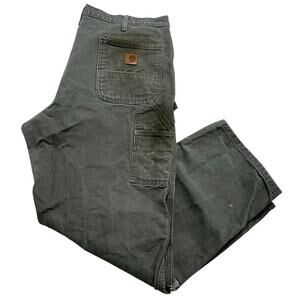 Vintage‎ Carhartt Distressed Trashed Carpenter Pants in Moss Green - 40X32